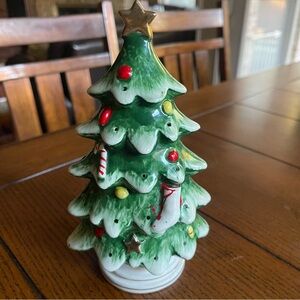 Vintage Ceramic 7.5" Lefton Christmas Tree Toothpick Holder Appetizer Holder